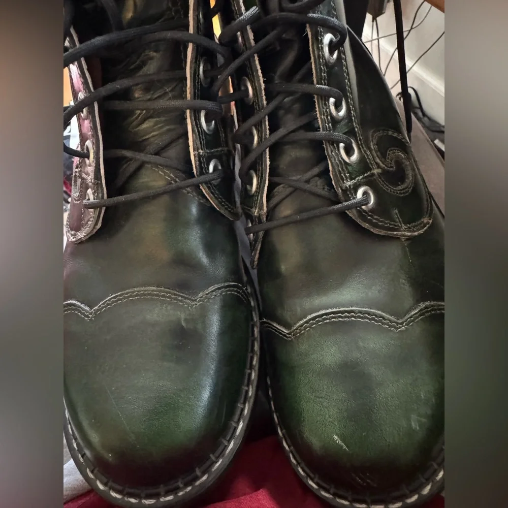 John Fleuvog green leather Derby Swirl women’s boots - Picture 4 of 6